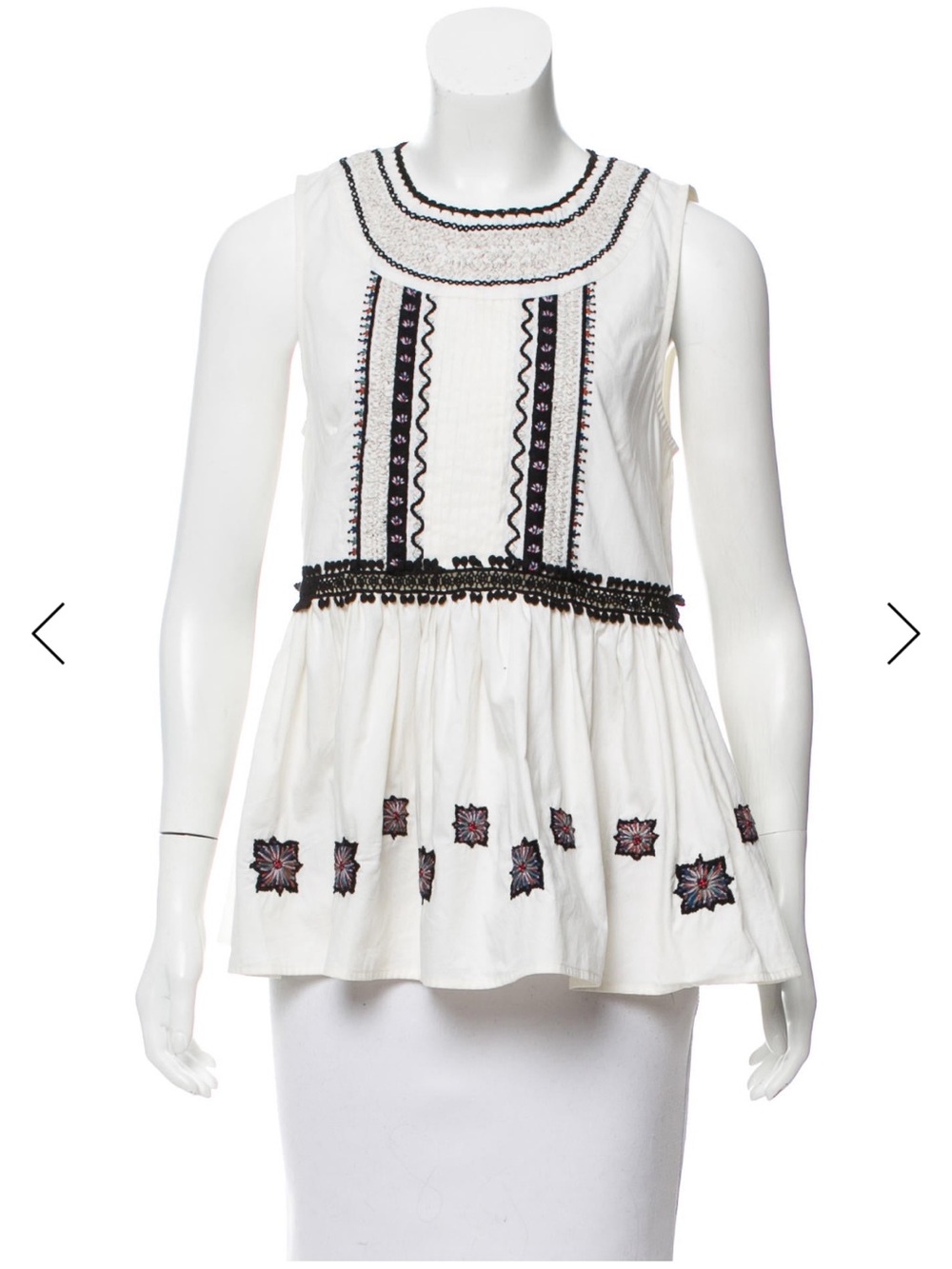 SUNO White Sleeveless Embroidered Peplum Camisole